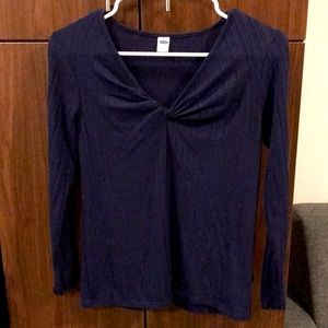 Navy blue gathered long sleeve